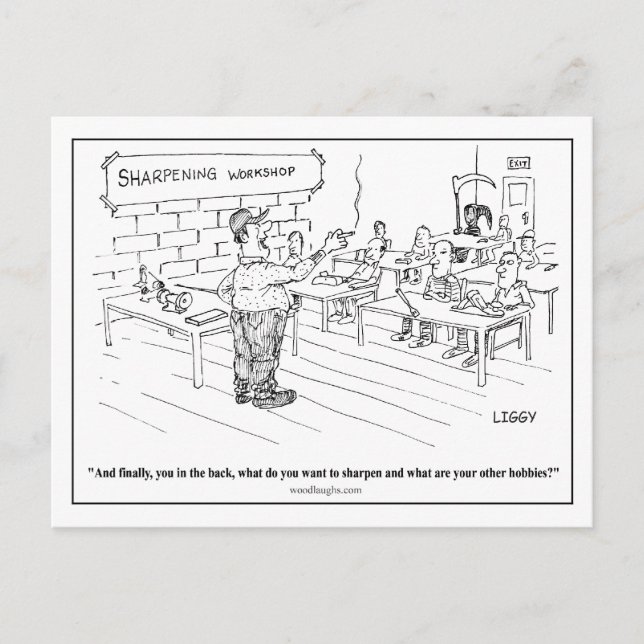 Sharpening Workshop Cartoon Postcard (Front)