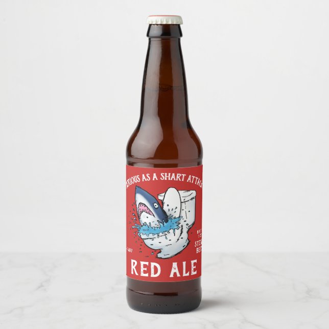 Shart Attack Funny Toilet Shark Beer Bottle Label (Front)