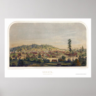 Shasta, CA Panoramic Map - 1856 Poster