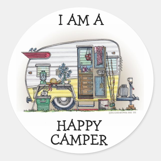 Shasta Camper Trailer RV Classic Round Sticker (Front)