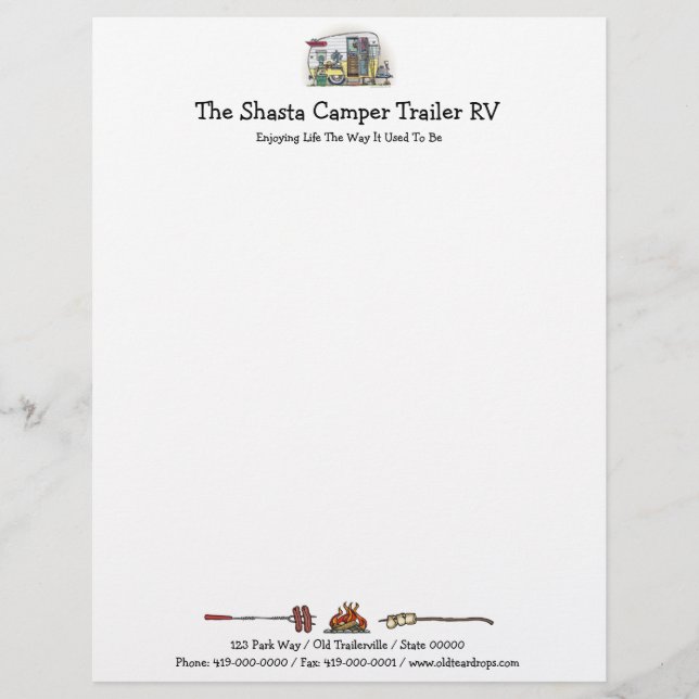 Shasta Camper Trailer RV Letterhead (Front)