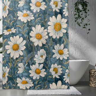 Shasta Daisy Art Nouveau Shower Curtain