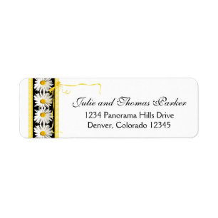 Shasta Daisy Black Gold Wedding Return Address