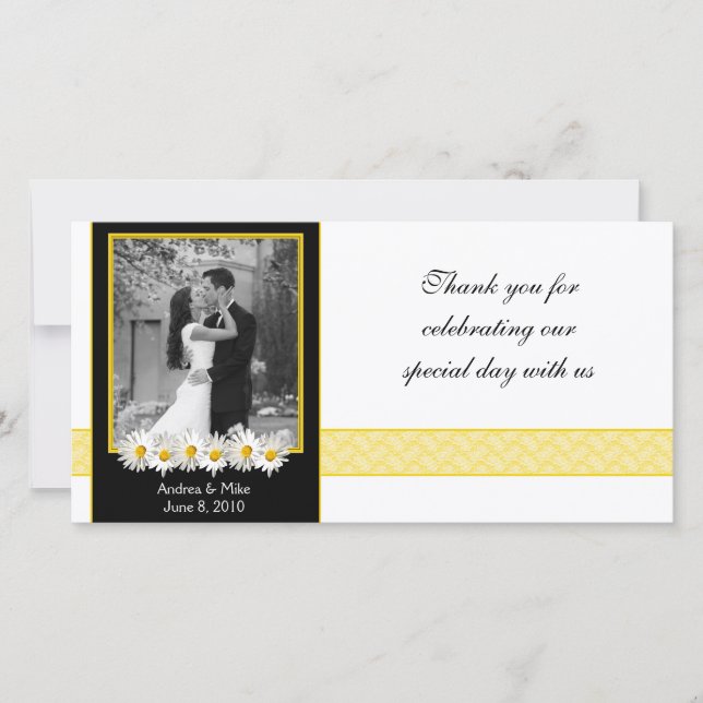 Shasta Daisy Black Gold Wedding Thank You (Front)