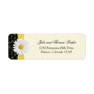 Shasta Daisy Floral Wedding Return Address Label