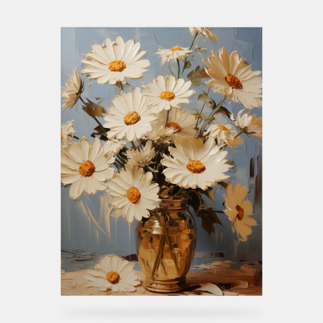 Shasta Daisy - Impasto Floral Acrylic Sign (Front)