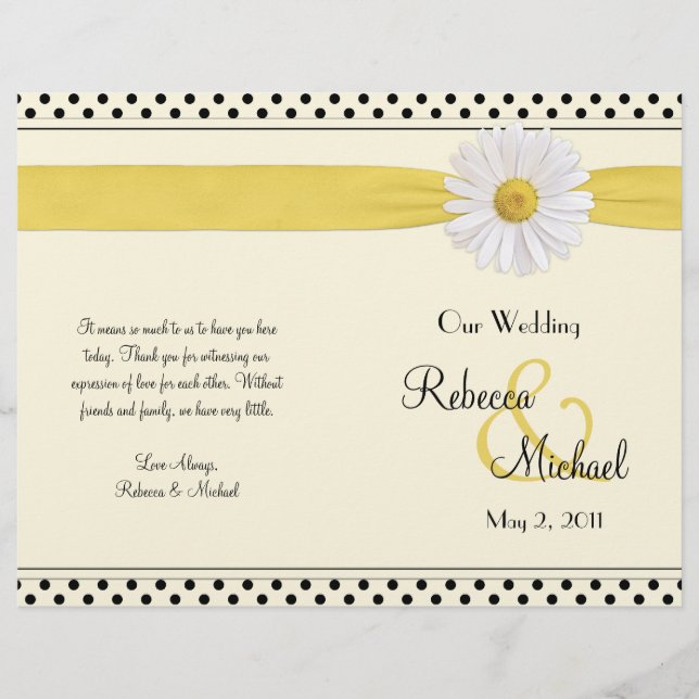 Shasta Daisy Polka Dot Wedding Program (Front)