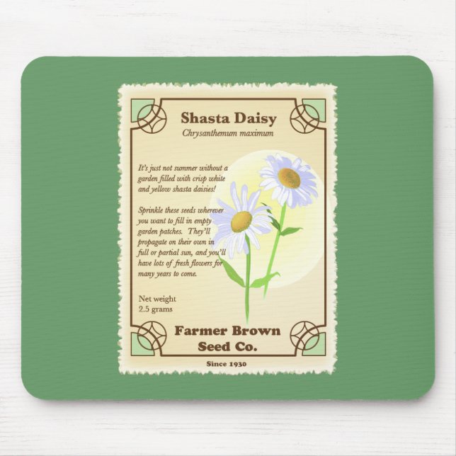 Shasta Daisy Seed Packet Mouse Mat (Front)