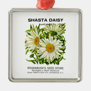 Shasta Daisy Vintage Seed Packet Metal Tree Decoration