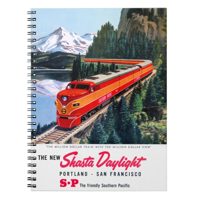 Shasta Daylight Portland San Francisco Poster Notebook (Front)