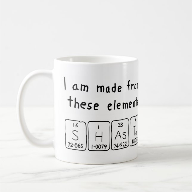 Shasta periodic table name mug (Left)