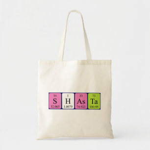 Shasta periodic table name tote bag