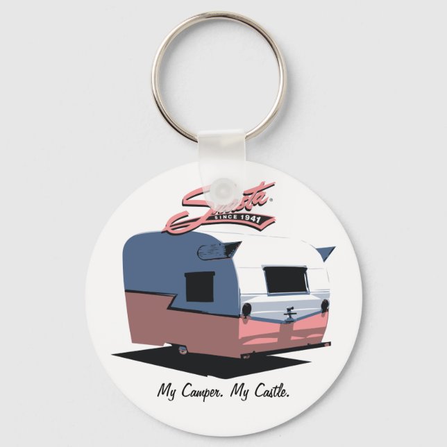 Shasta Vintage Camper - Pink Key Ring (Front)