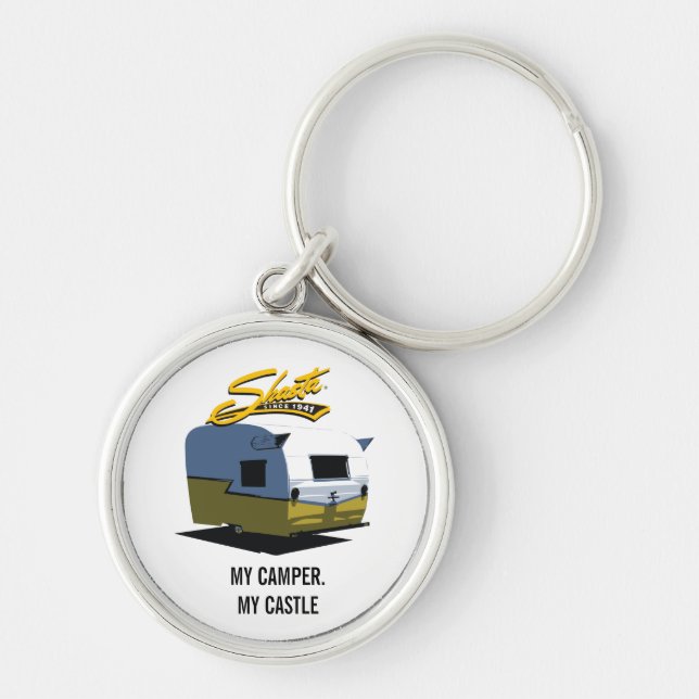 Shasta Vintage Camper - Yellow Key Ring (Front)
