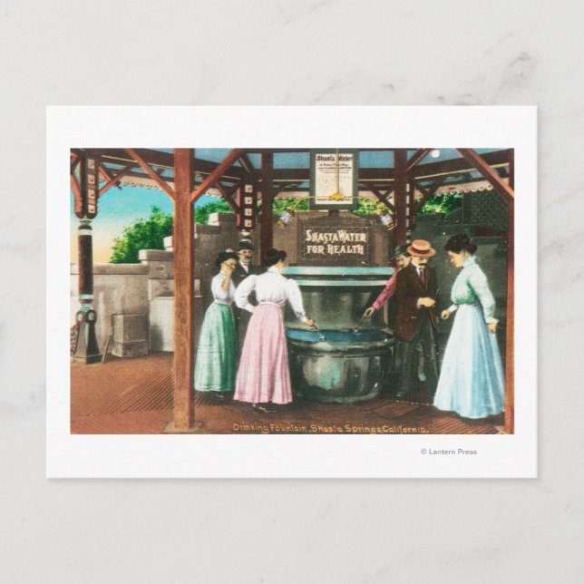 Shasta Water Drinking Fountain Scene Postcard (Front)