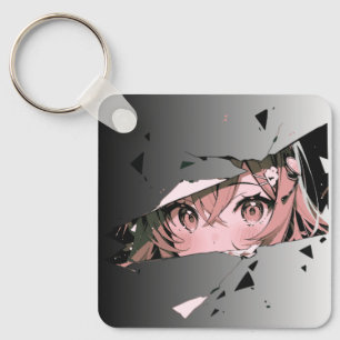 Shattered Anime Girl Eyes Aesthetic Key Ring
