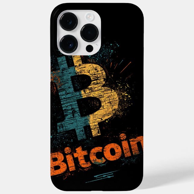 Shattered Bitcoin Logo Crypto Blockchain Design Case-Mate iPhone Case (Back)