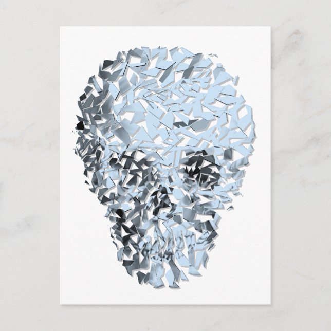Shattered Blue Glass Skull Postcard (Front)