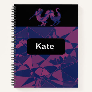 Shattered Blue Red Chinese dragon Notebook