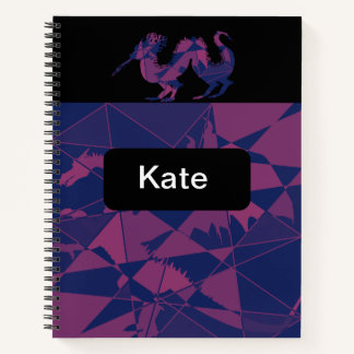 Shattered Blue Red Chinese dragon Notebook