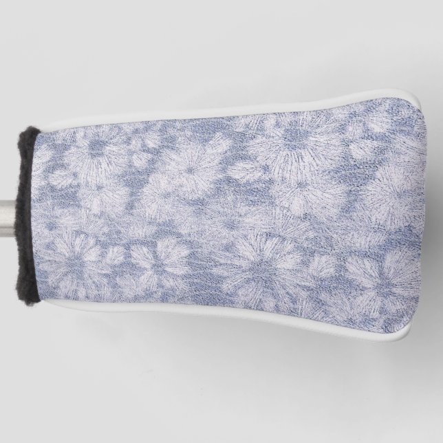 Shattered Daisy Textured in Powder Blue Relief Golf Head Cover (Front)