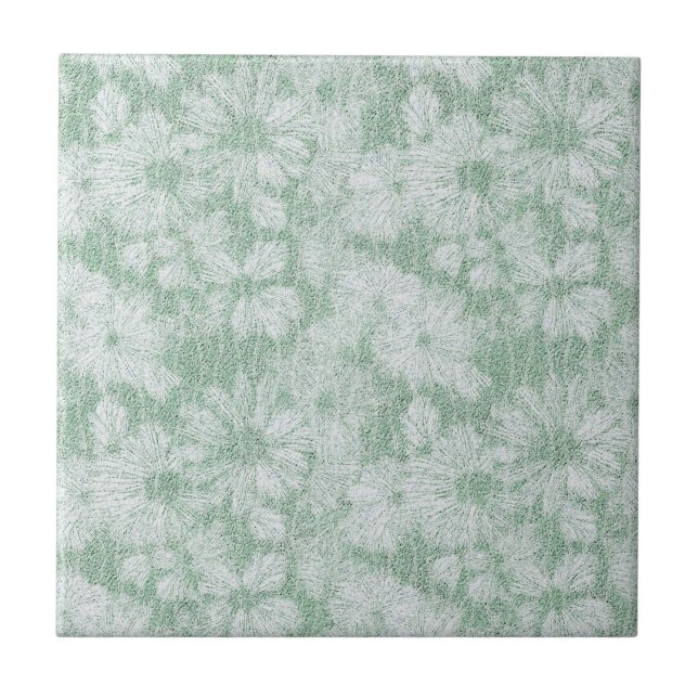 Shattered Daisy Textured in Soft Mint Green Tile (Front)