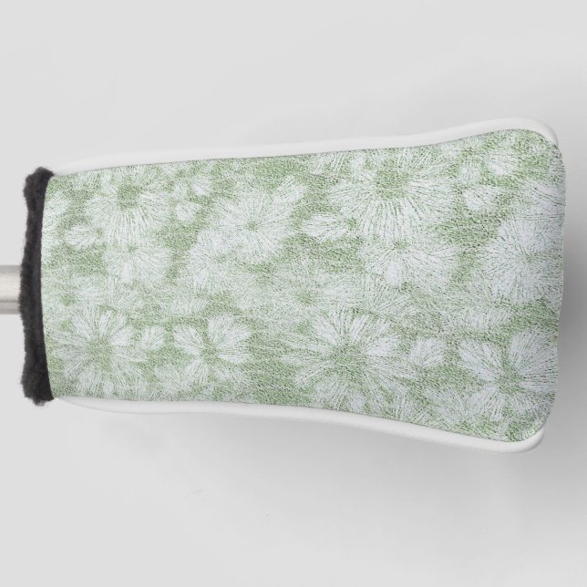 Shattered Daisy Textured Pattern in Lime Green Golf Head Cover (Front)