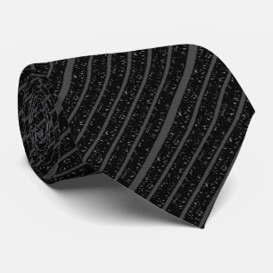 Shattered Fibres Repeat Black White Grey Stripes Tie