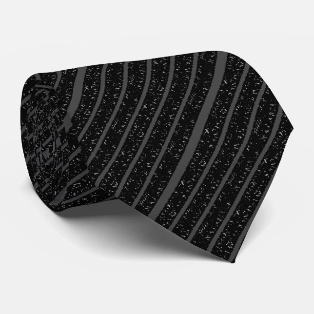 Shattered Fibres Repeat Black White Grey Stripes Tie (Rolled)