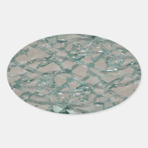Shattered Glass Background (Faux) Oval Sticker