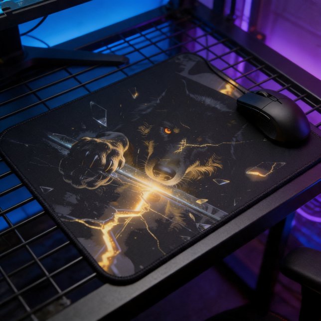 Shattered Lightning Wolf Mystical Dark Fantasy  Mouse Mat (Creator Uploaded)