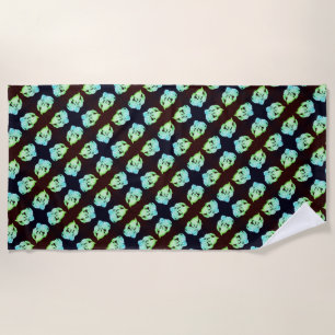 Shattered marble abstract modern art white green beach towel