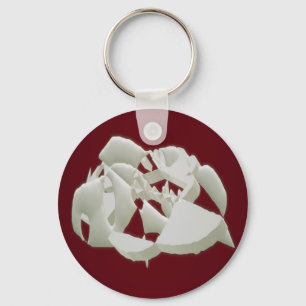 Shattered marble abstract modern art white plum    key ring