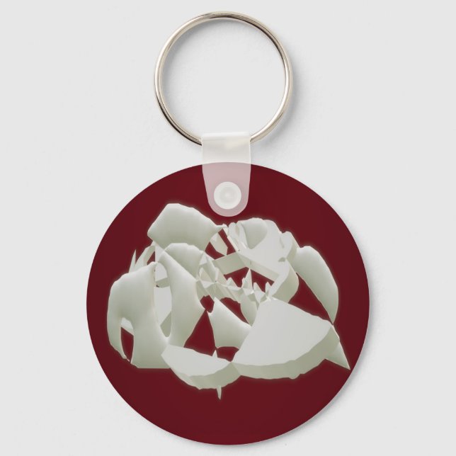 Shattered marble abstract modern art white plum    key ring (Front)