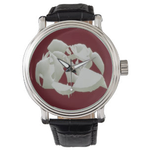 Shattered marble abstract modern art white plum watch