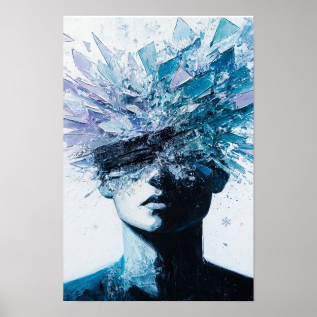 Shattered Mind - Ice Crystal Explosion Portrait Poster (Front)