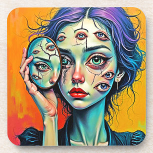Shattered Self Reflection Art Coaster