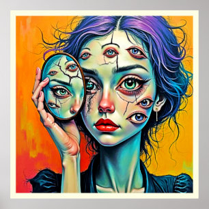 Shattered Self Reflection Art Poster