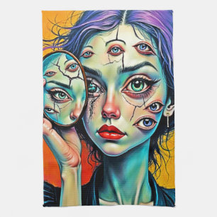 Shattered Self Reflection Art Tea Towel
