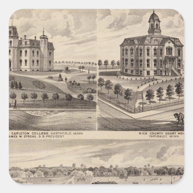 Shattuck School, Faribault Willis Hall, Minnesota Square Sticker (Front)