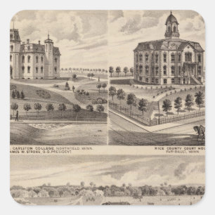 Shattuck School, Faribault Willis Hall, Minnesota Square Sticker