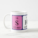 Shauna periodic table name mug<br><div class="desc">Shauna spelled out as S H Au Na (Sulphur Hydrogen Gold Sodium) on a mug for the scientist in you.</div>