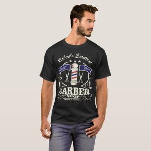 Shave Haircut Barbershop Stylist Monogram T-Shirt