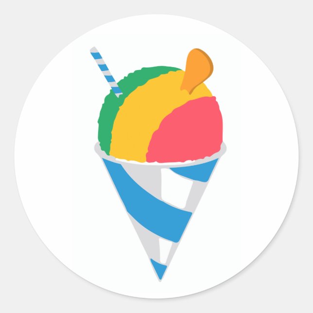 Shave Ice Cone Rainbow  Classic Round Sticker (Front)