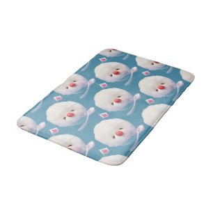 Shaved Ice Pup: Smiling Bichon Summer Dessert Bath Mat