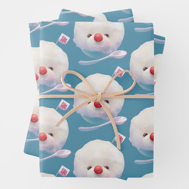 Shaved Ice Pup – Summer Bichon Pattern Wrapping Paper Sheet (In situ)