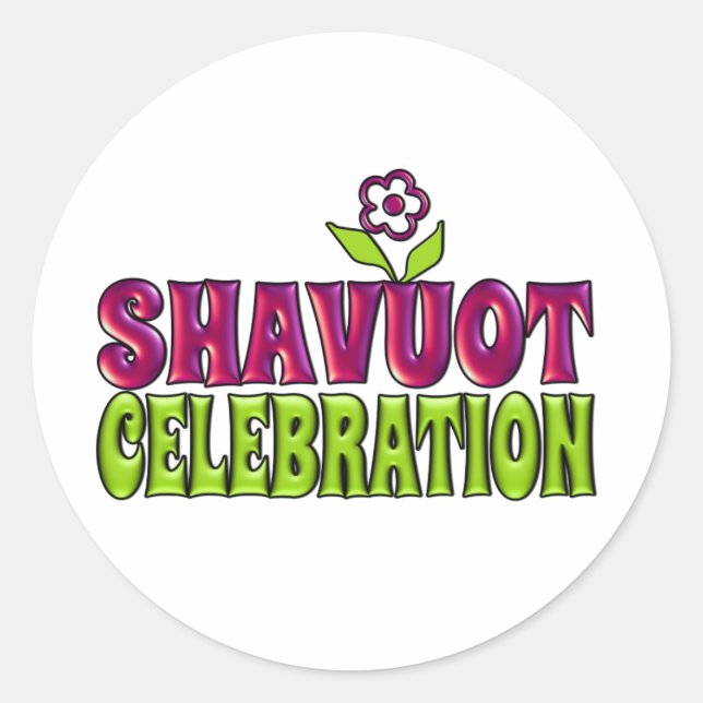 Shavuot Celebration fun Greeting with flower Classic Round Sticker (Front)
