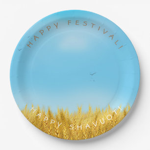 SHAVUOT Festival Jewish Holiday Gold Wheat Field Paper Plate