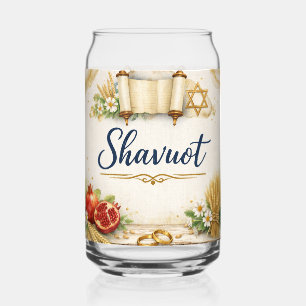 Shavuot Gift, Feast of Weeks, Jewish Holiday Can Glass