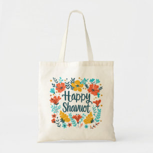 Shavuot - Happy Shavuot Celebration with Flowers Tote Bag